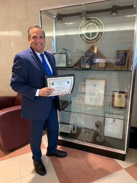 Joseph Michael Lamonaca, ATP receiving the FAA Extraordinary Service Award 2019